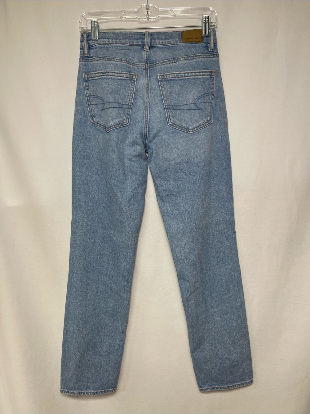 American Eagle Super High-Rise Straight Jeans Light Wash Stretch Size 0 - Picture 6 of 15
